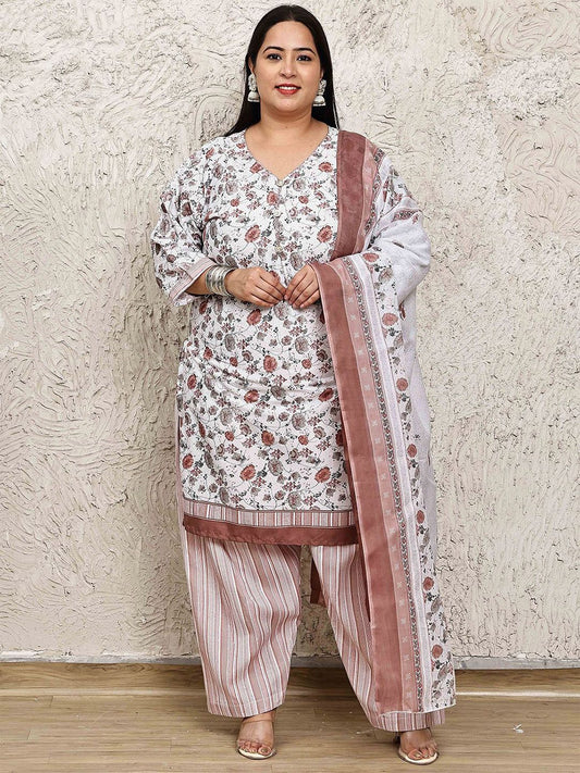 Dhiyona KL Women Plus Size Floral Printed Kurta with Palazzos & Dupatta