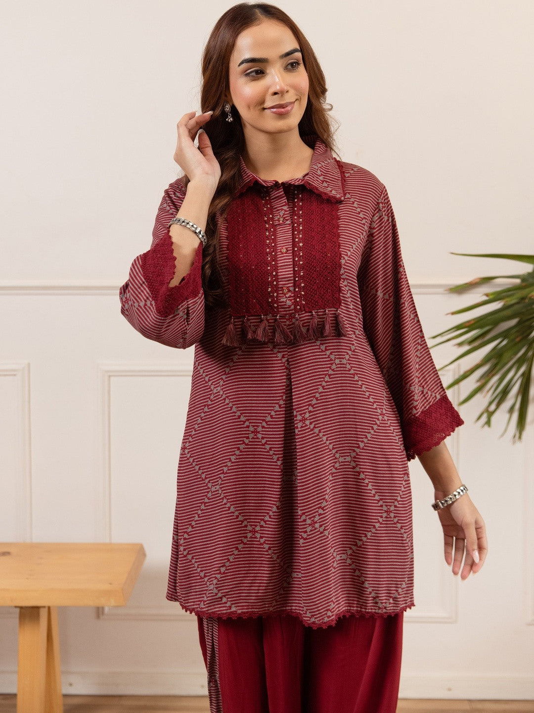 Geometric Printed Straight Kurta with Patiala
