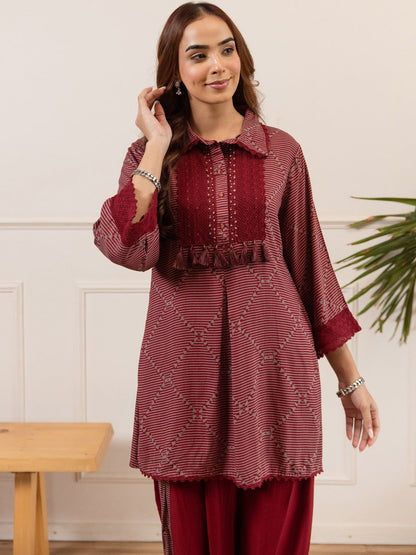 Geometric Printed Straight Kurta with Patiala