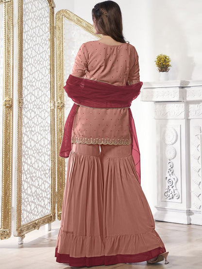 Dhiyona IN Women Ethnic Motifs Sequined Embroidered Kurta Set with Dupatta