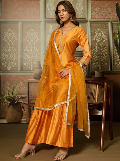 Dhiyona HOP Embroidered Straight Kurti & Sharara With Dupatta