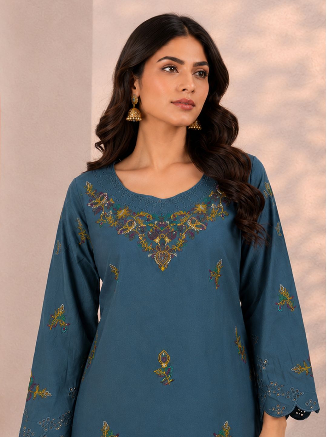 Mayuri Glacier Schiffili Embroidered Co-ord Set