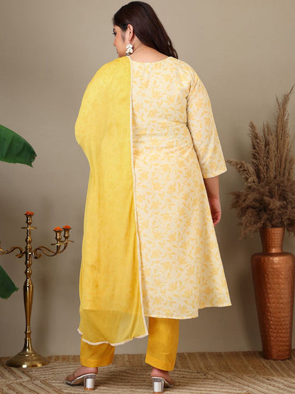 Dhiyona IN Women Ethnic Motifs Printed Regular Kurta & Trousers With Dupatta