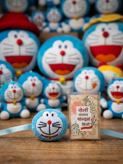 Dhiyona Kids Doremon Design Thread Rakhi With Roli Chawal Chandan Mishri