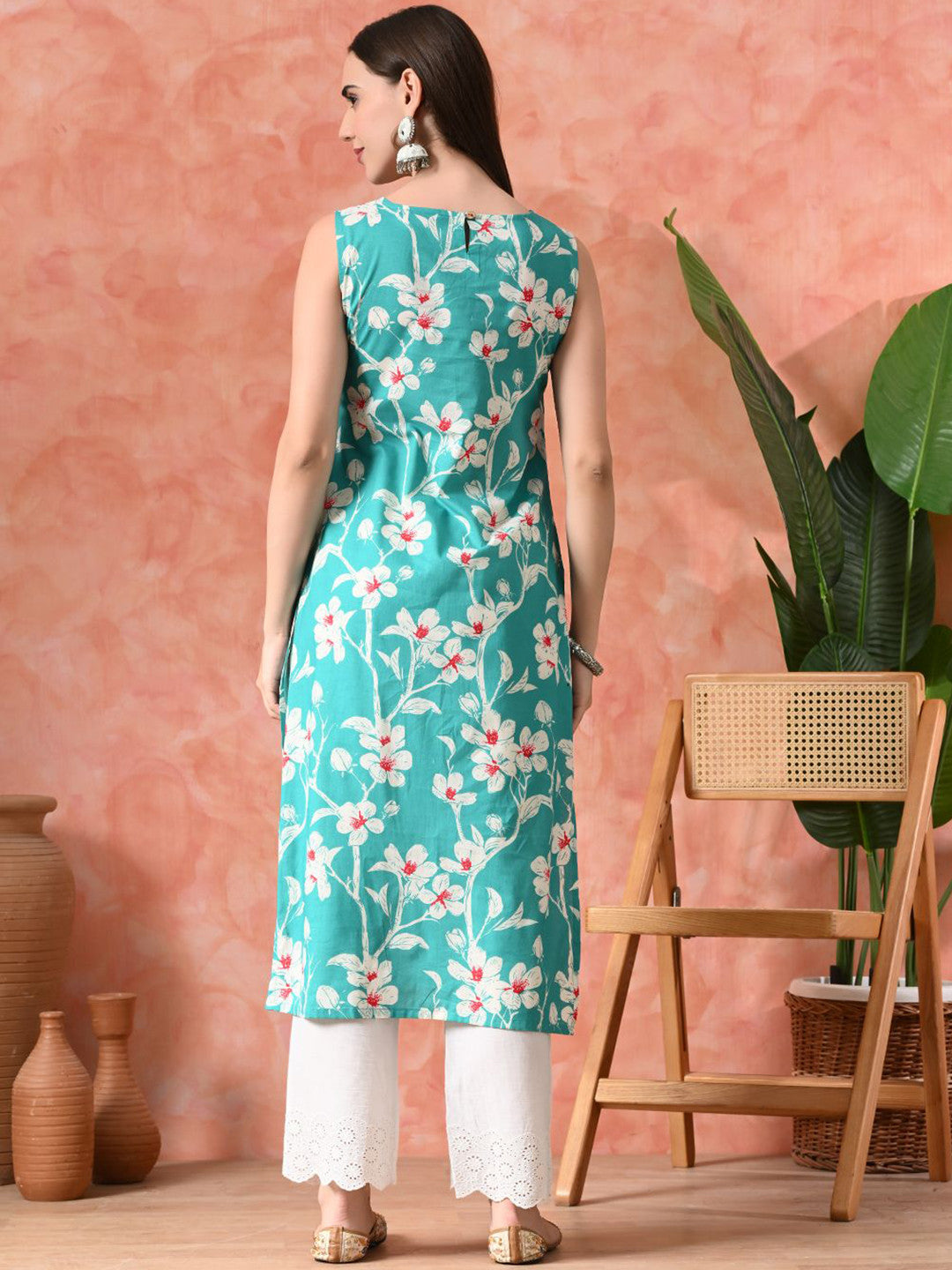 Floral Printed A-Line Kurta With Trouser