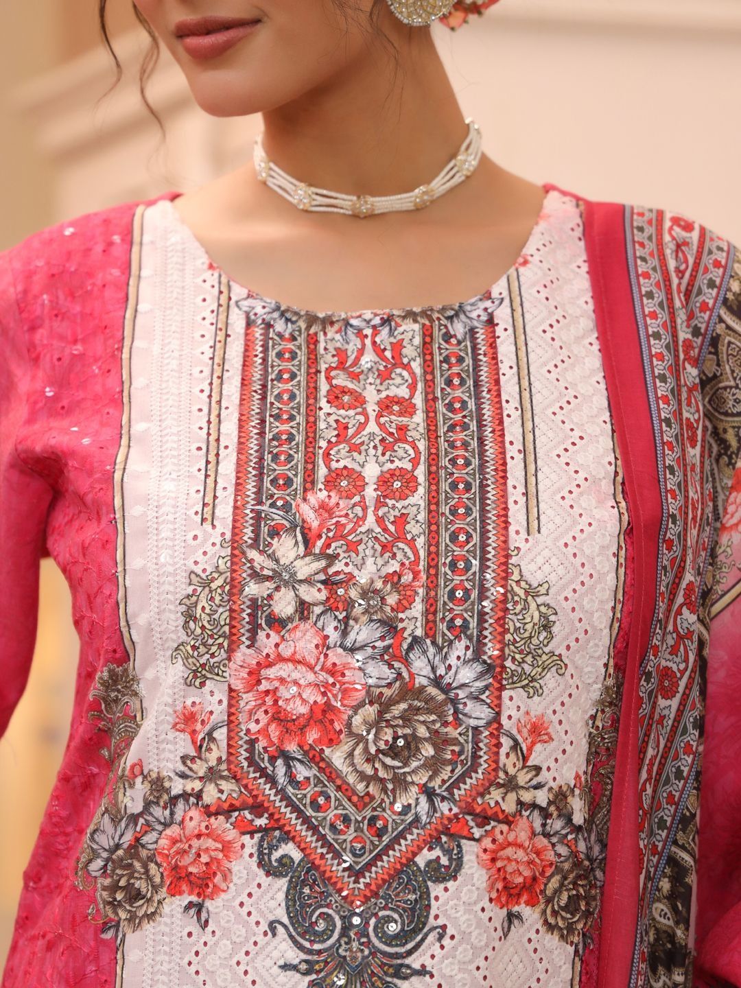 Dhiyona RR Women's Ethnic Motifs Printed Regular Pure Cotton Kurta with Trousers & With Dupatta