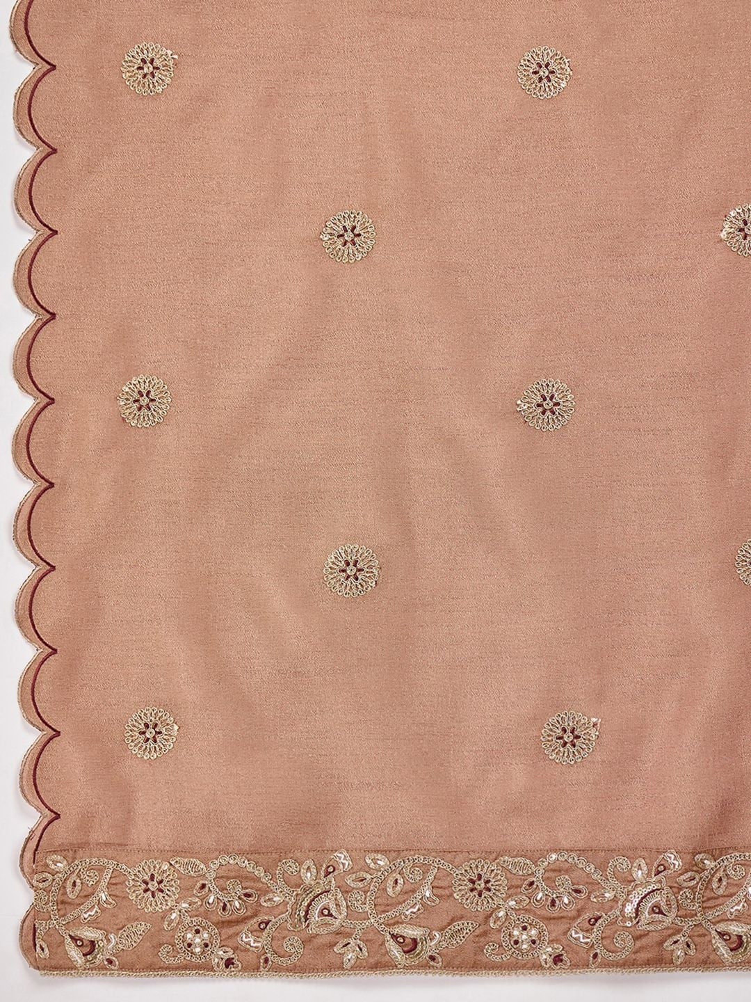 Embroidered V-Neck Kurta & Dhoti Pants With Dupatta