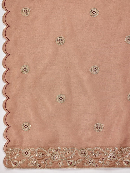 Embroidered V-Neck Kurta & Dhoti Pants With Dupatta
