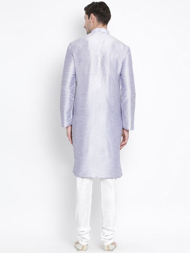 Men's Light Blue Silk Blend Straight Kurta Pyjama Set