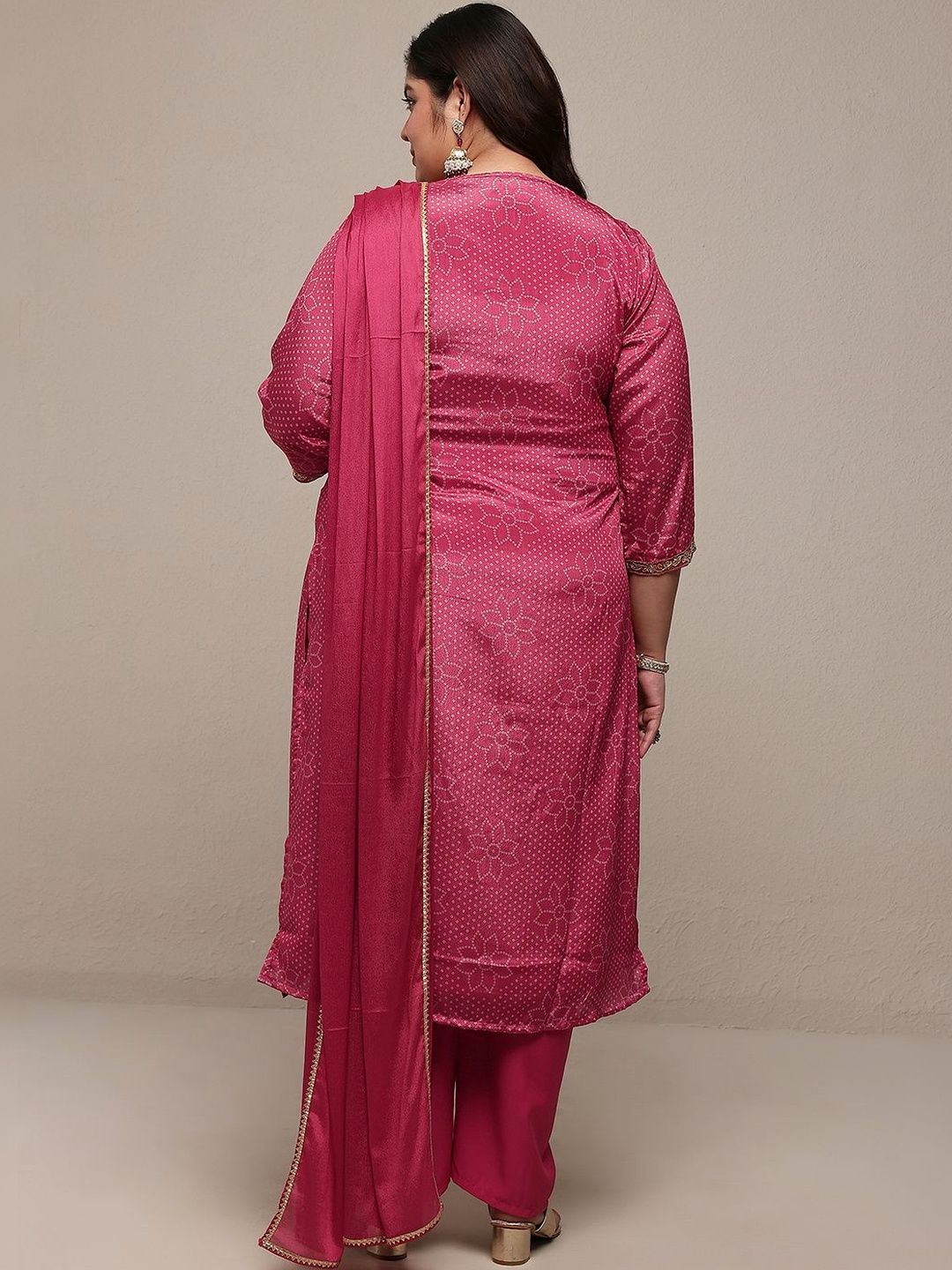 Dhiyona Women's Plus Size Ethnic Motifs Printed Kurta with Palazzos & With Dupatta