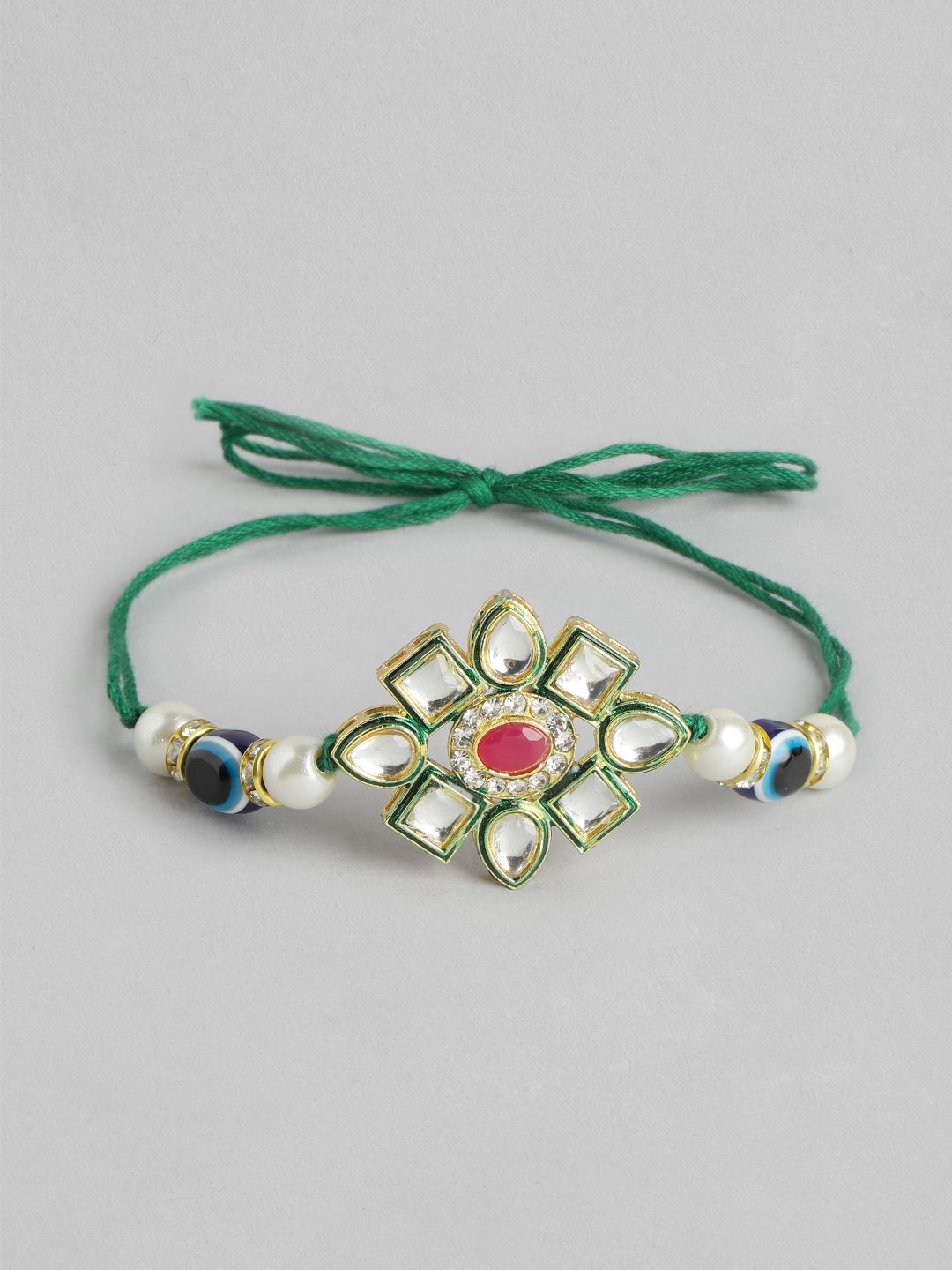 Dhiyona Unisex Set of 2 Beaded Bhai Bhabhi Rakhis With Roli & Chawal