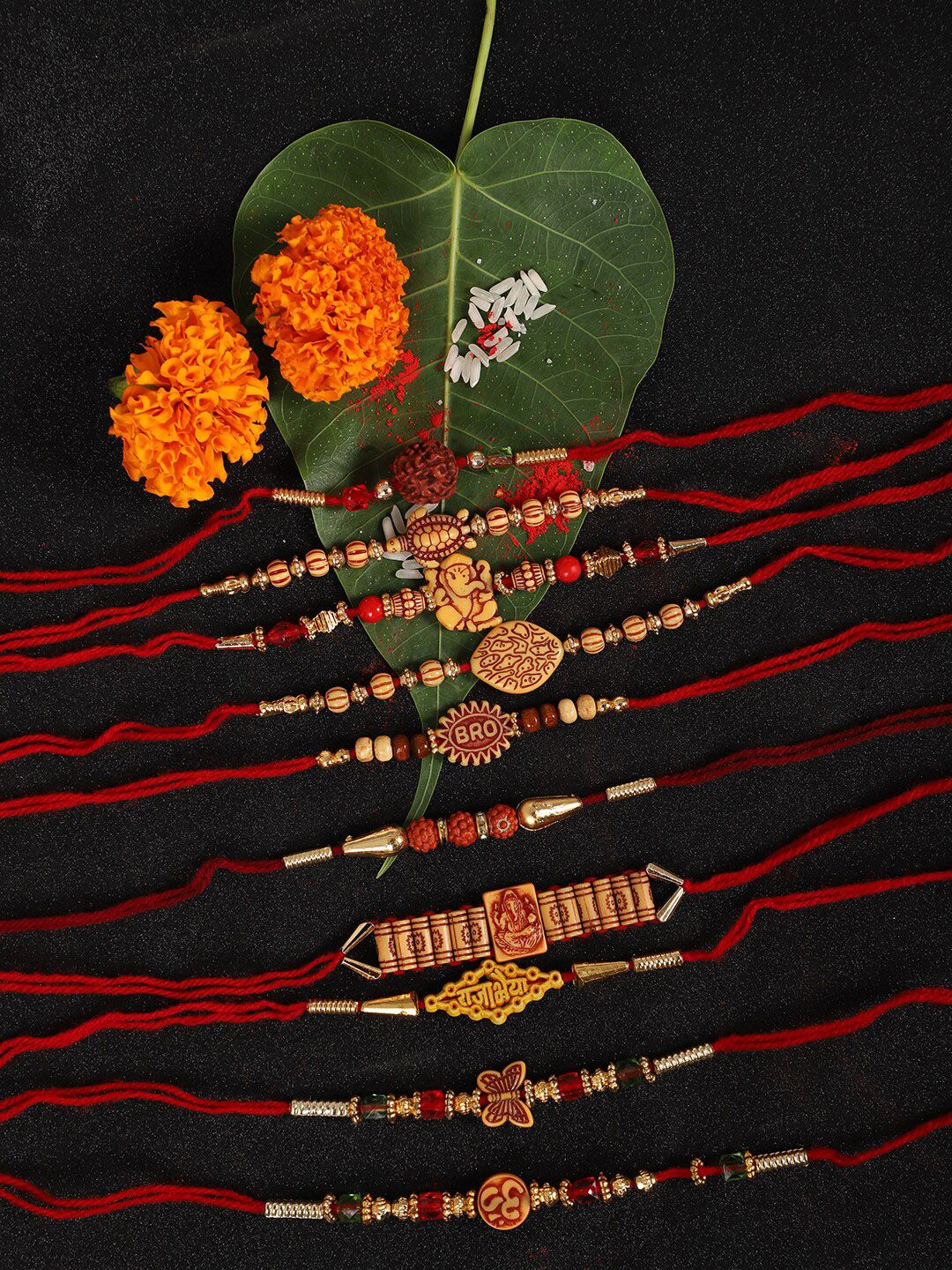 Dhiyona Set Of 10 Beaded Rakhi