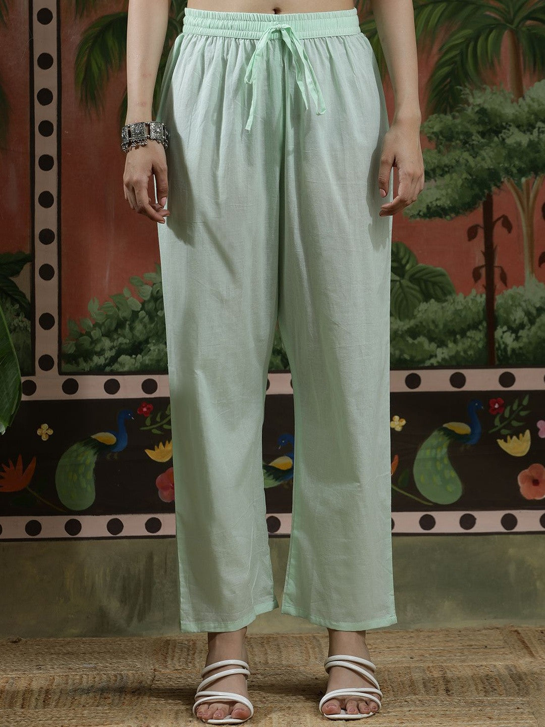 Embroidered Pure Cotton Mandarin Collar Kurta & Trousers Kurta Sets