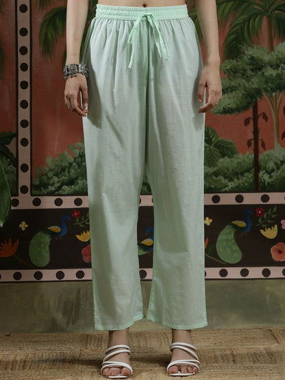 Embroidered Pure Cotton Mandarin Collar Kurta & Trousers Kurta Sets