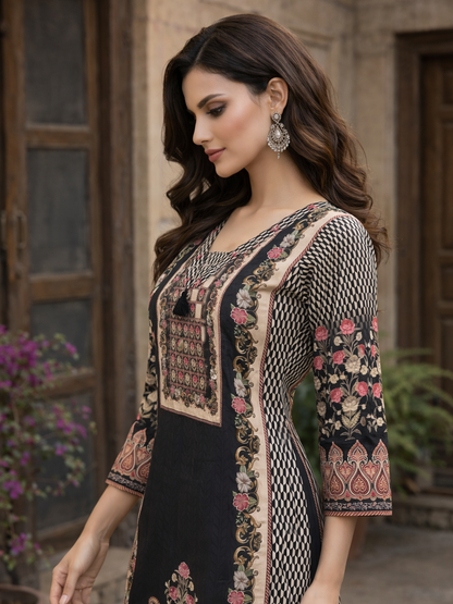 Reet Coal Printed Suit Set