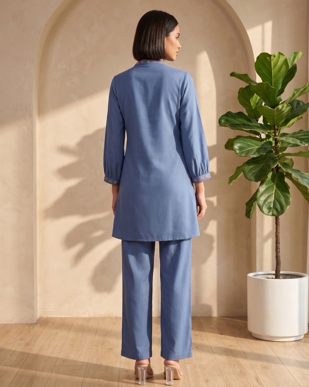 Darika cobalt embroidery co-ord set