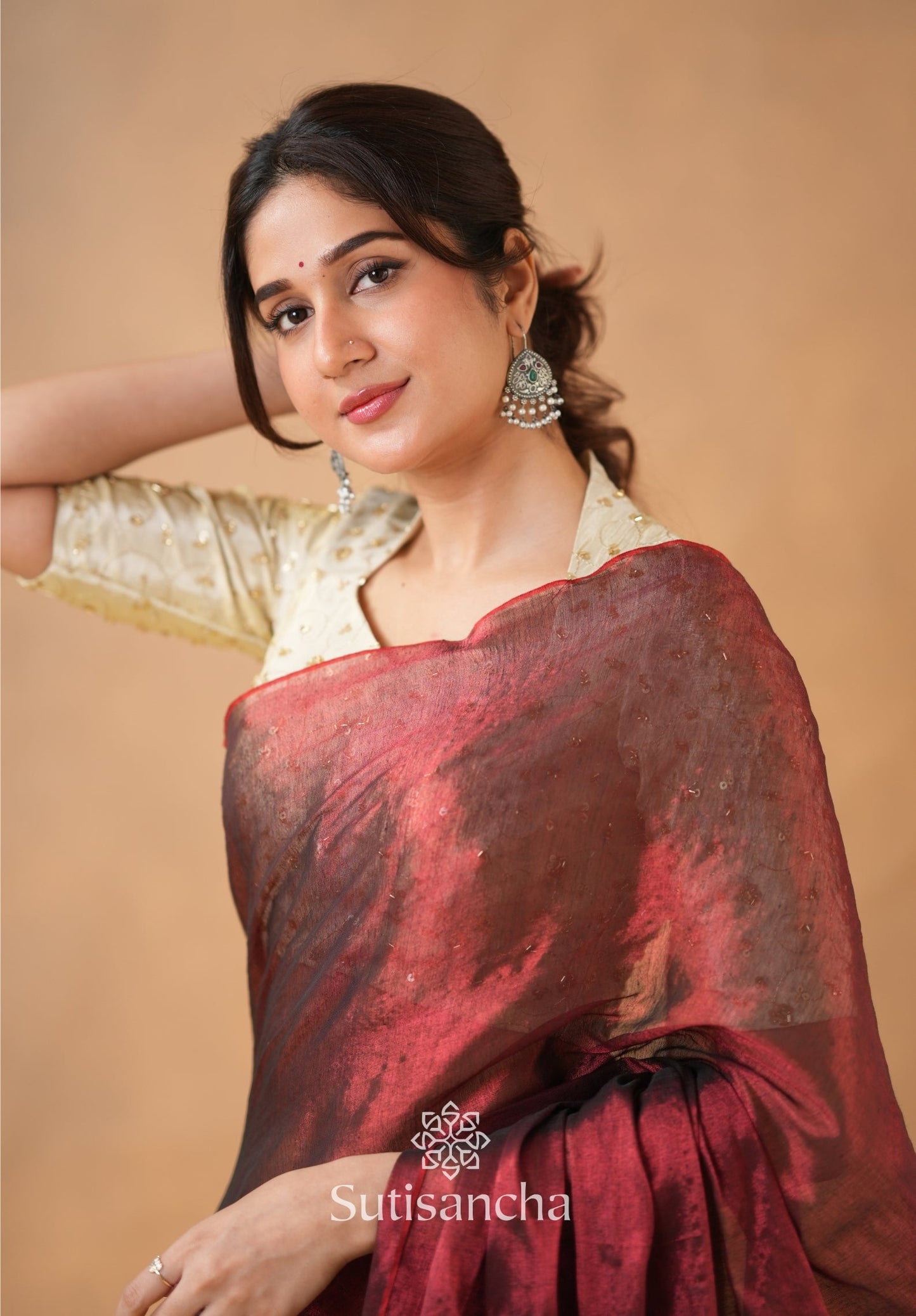 Dhiyona SS Beads Bloom Tissue Elegance