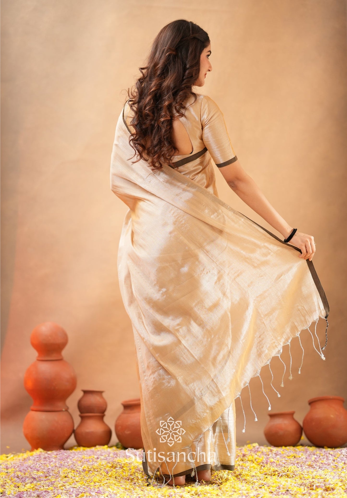 Dhiyona SS Woven Poetry Artisanal Handloom Tissue Cotton Saree