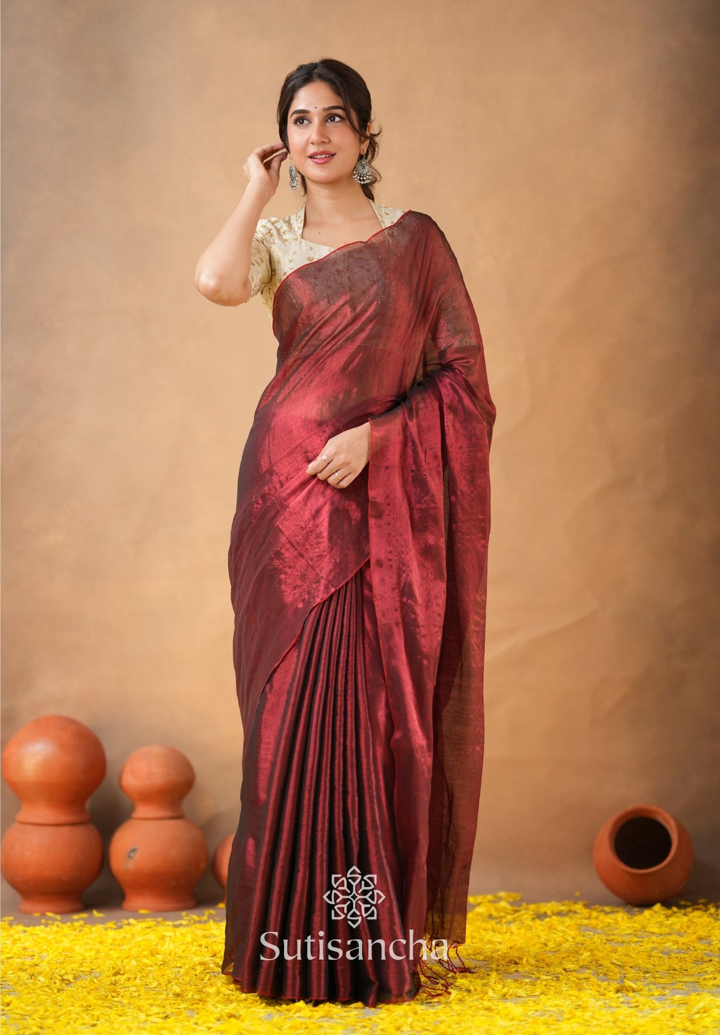 Dhiyona SS Beads Bloom Tissue Elegance