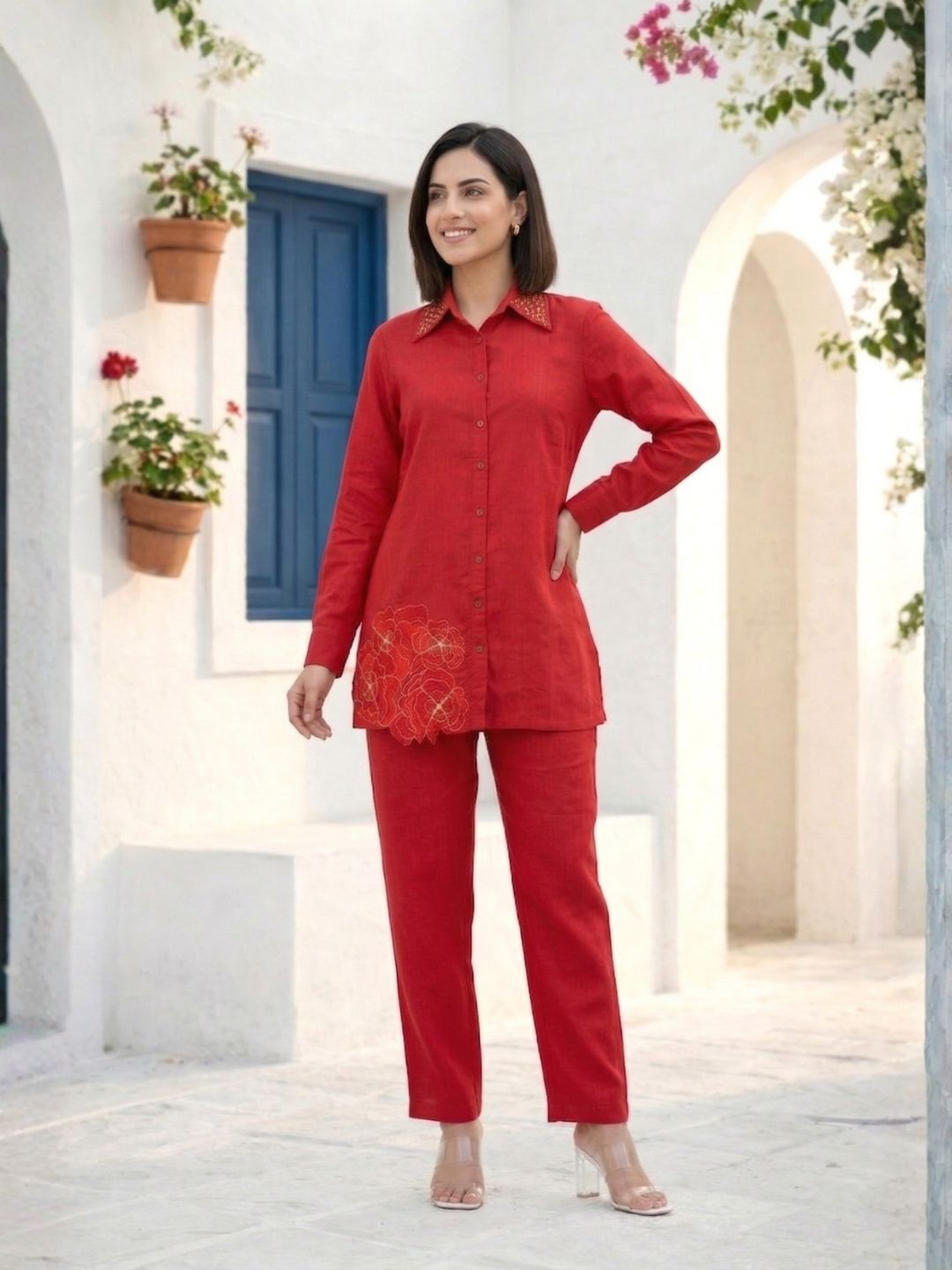Divya Scarlet Work Co-ord Set