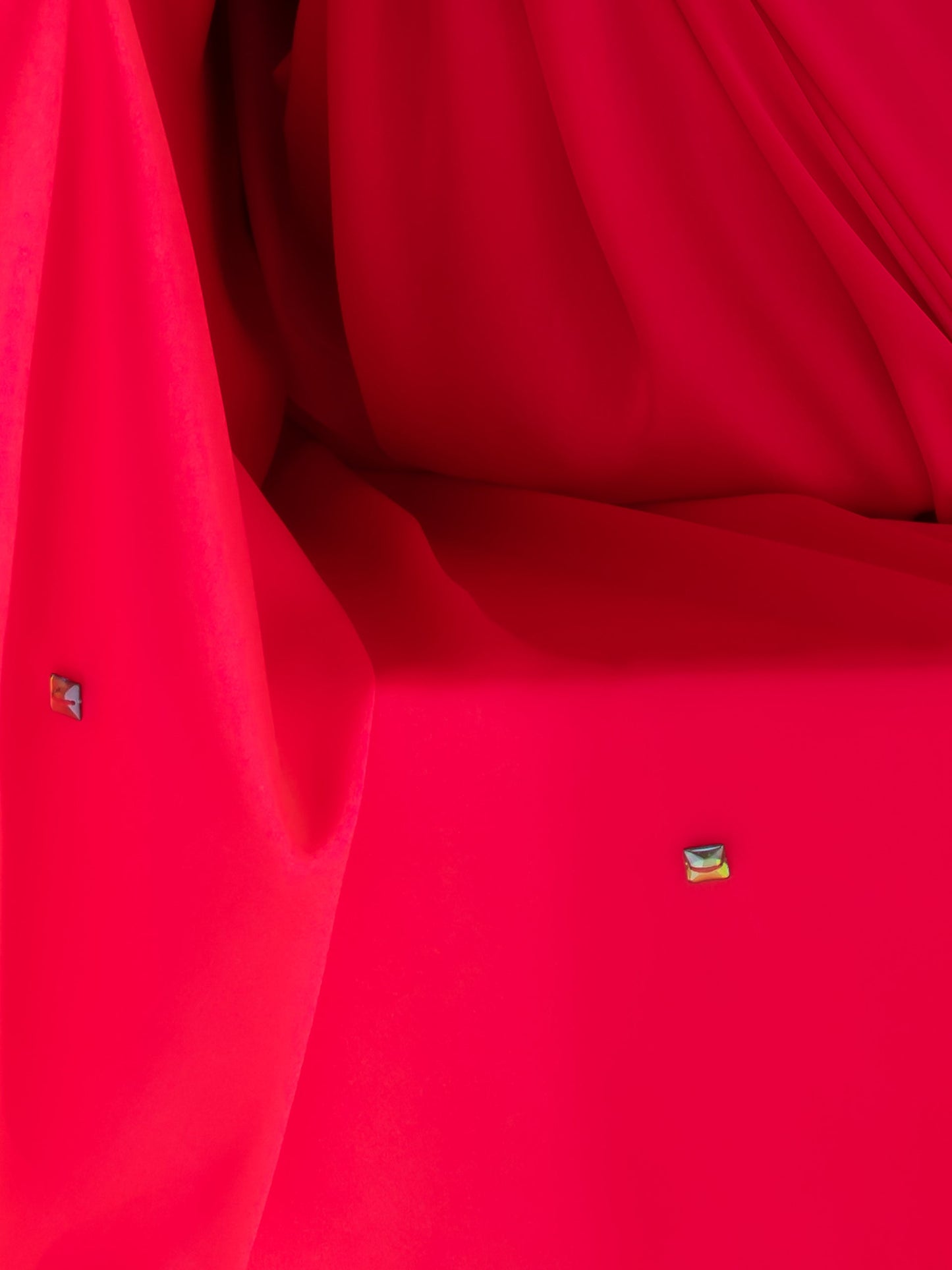 Dhiyona ST Hot Pink Satin Saree with Rainbow Beads and Green Sequin Blouse Fabric