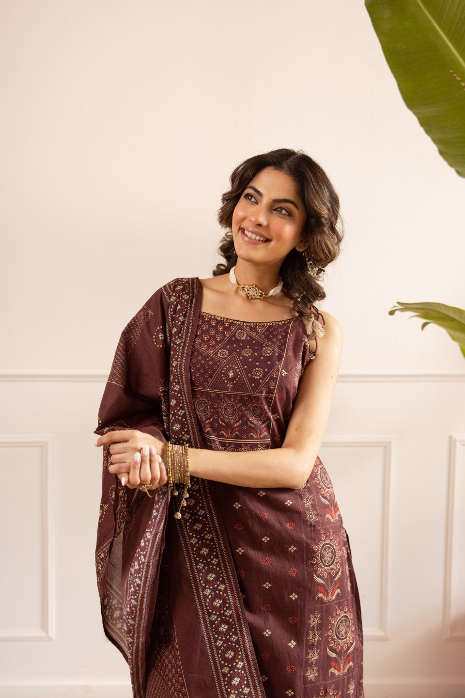 Karen sepia cotton suit set