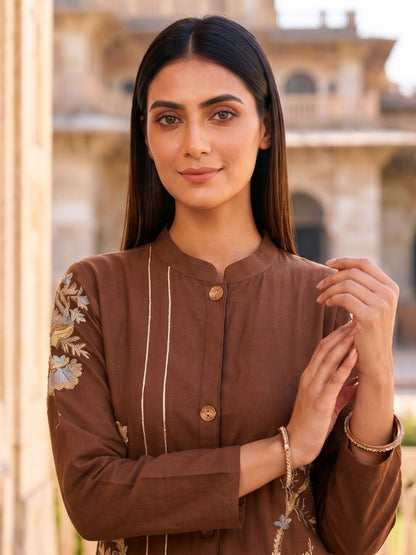 Gaur Tuscan cotton embroidery co-ord set