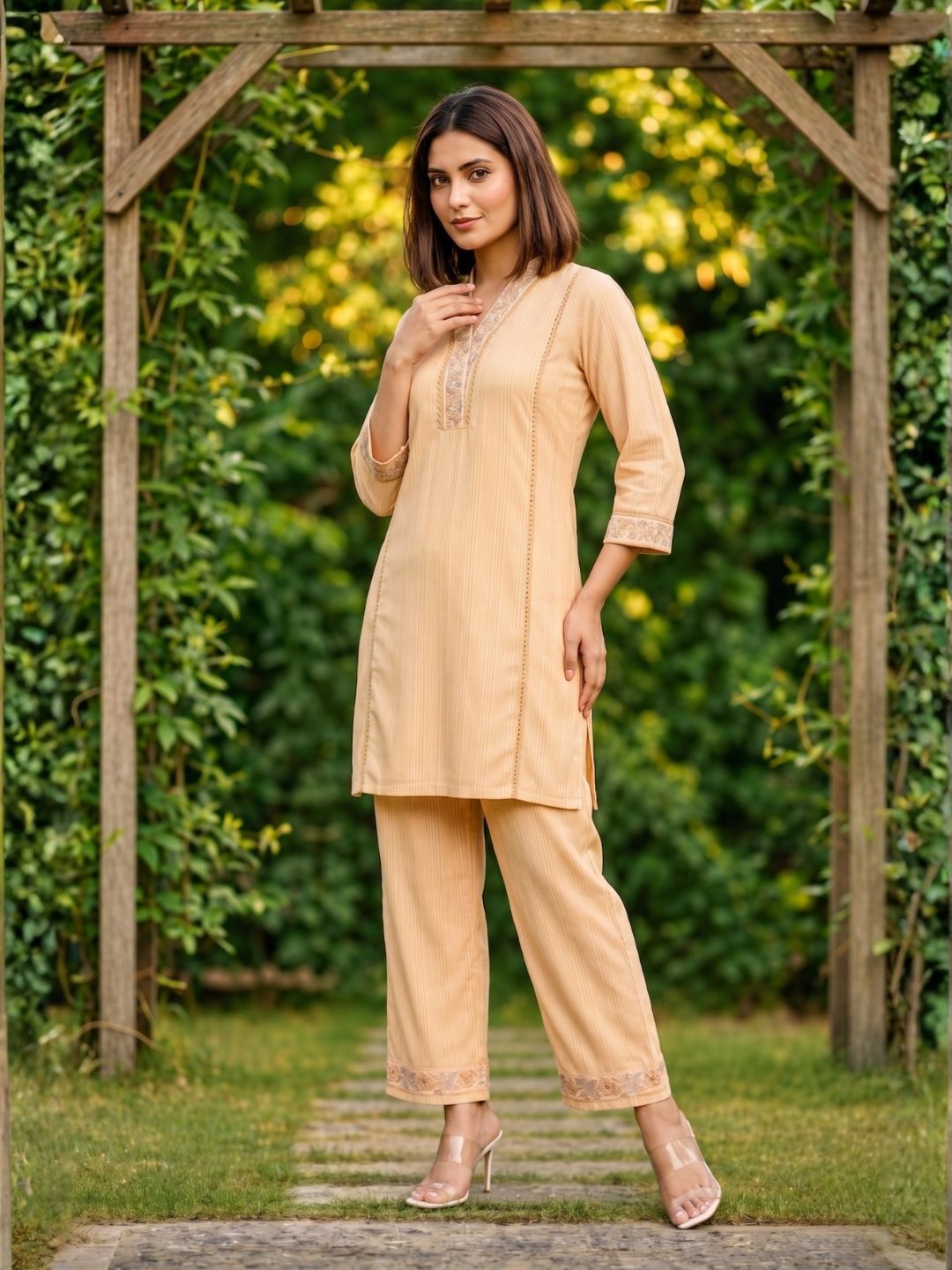 ITI CORAL COTTON KURTA PANT SET