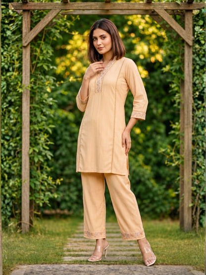 ITI CORAL COTTON KURTA PANT SET