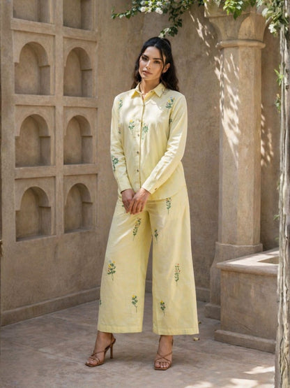 Molly Lime embroidery cotton co-ord set