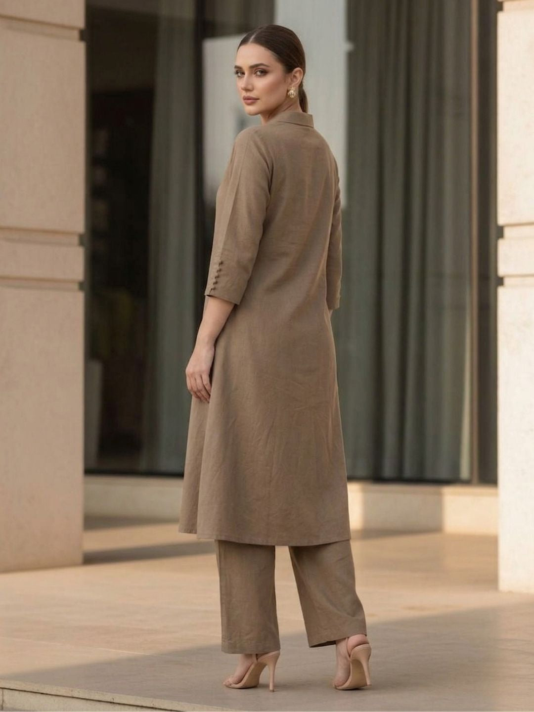 Sargi russet embroidery cotton kurta pant set