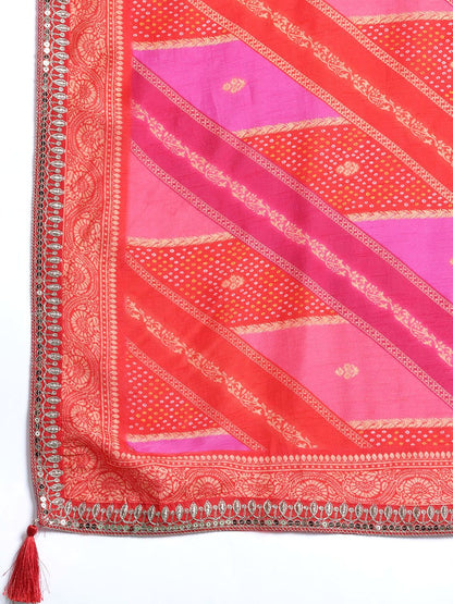 Ethnic Motifs Embroidered Regular Sequinned Kurta with Trousers & Dupatta