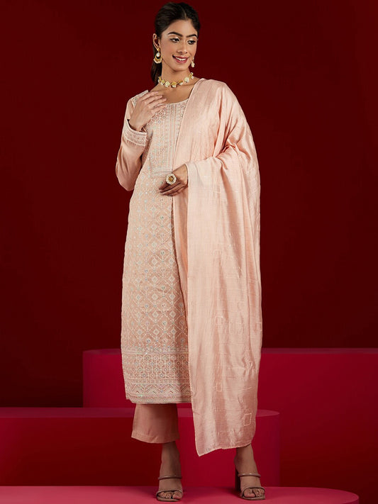 Ethnic Motifs Embroidered Regular Thread Work Kurta With Trousers & Dupatta