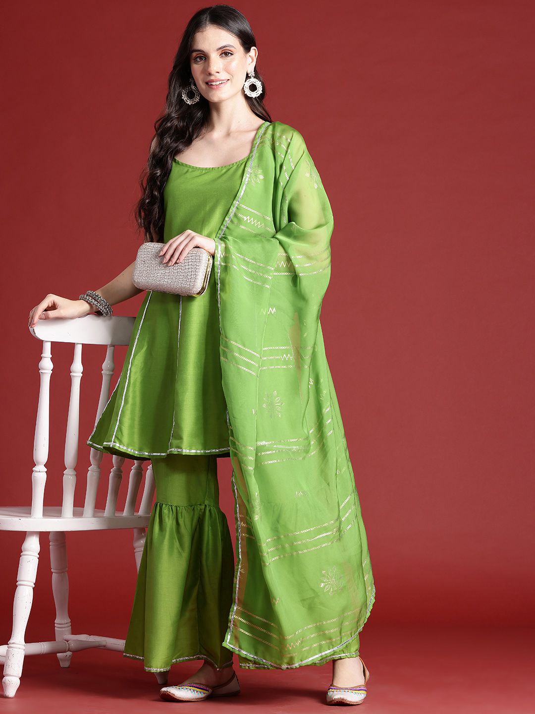 Dhiyona AN Regular Kurta With Sharara & Dupatta