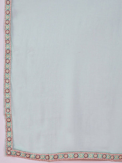 Dhiyona SN Embroidered V-Neck Kurta, Palazzo & Dupatta Set