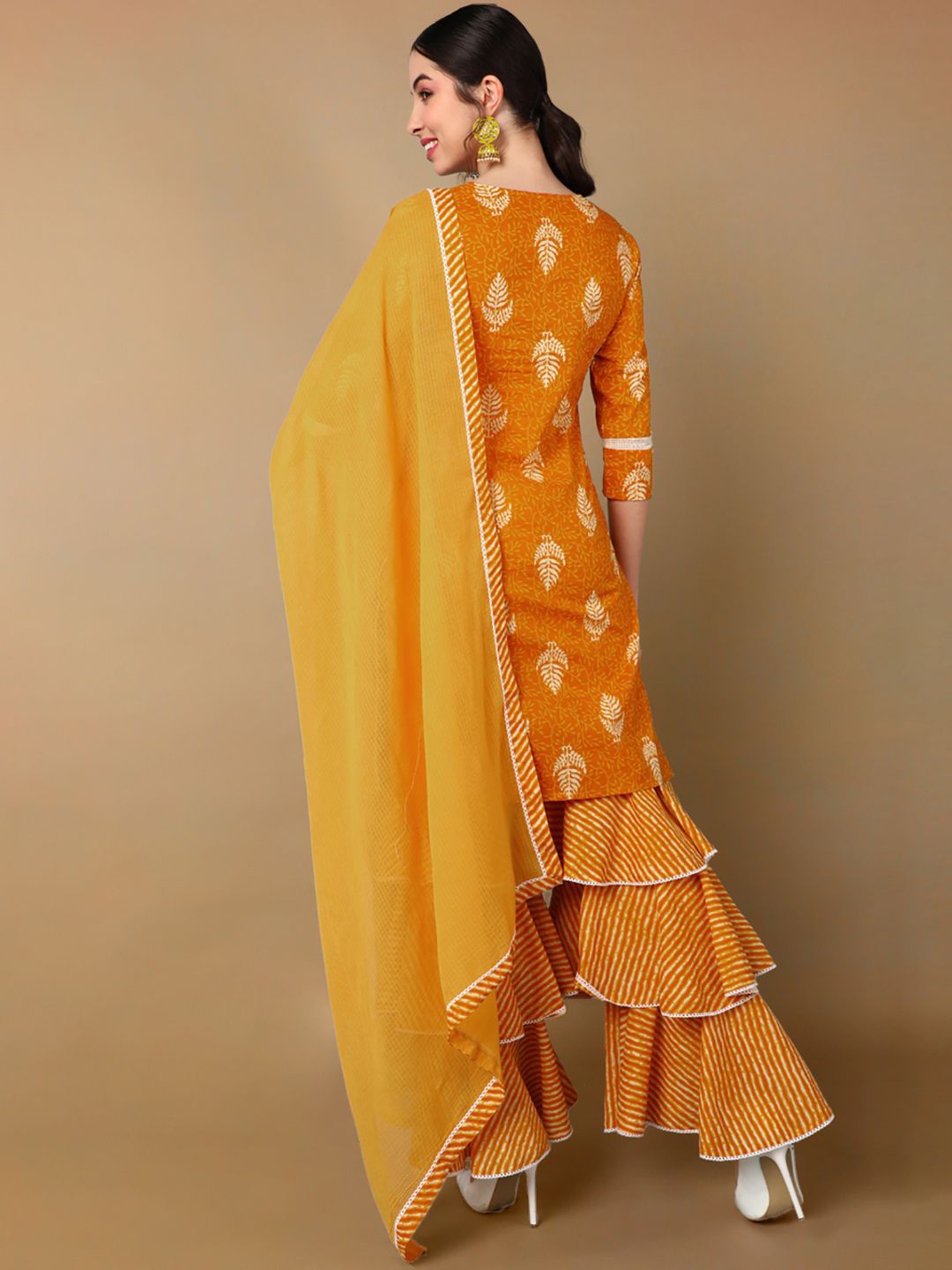 Dhiyona HOP Pure Cotton Ethnic Motifs Straight Kurta Sharara With Dupatta