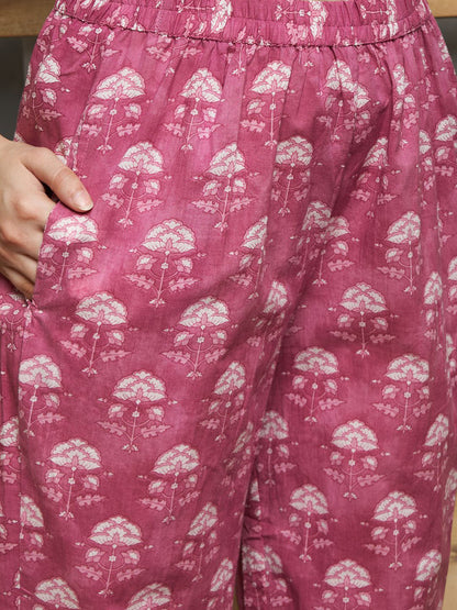Floral Printed Panelled Gotta Patti Pure Cotton Kurta with Trousers & Dupatta