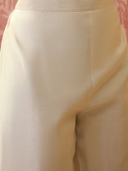 Embroidered V-Neck Kurta Trousers & Dupatta