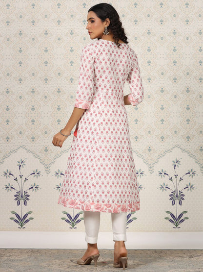 Dhiyona OD  Floral Printed Gotta Patti Pure Cotton A-Line Kurta