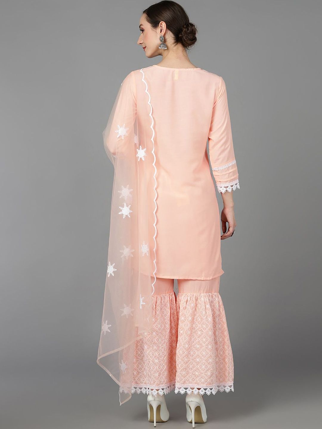 Dhiyona KL Ethnic Motifs Embroidered Regular Thread Work Kurta with Sharara & With Dupatta