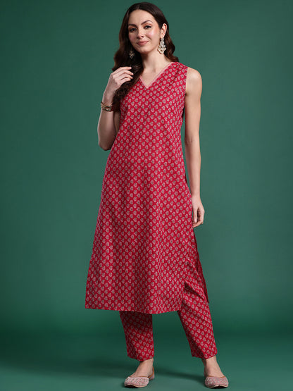 Floral Printed Regular Pure Cotton Kurta with Trousers