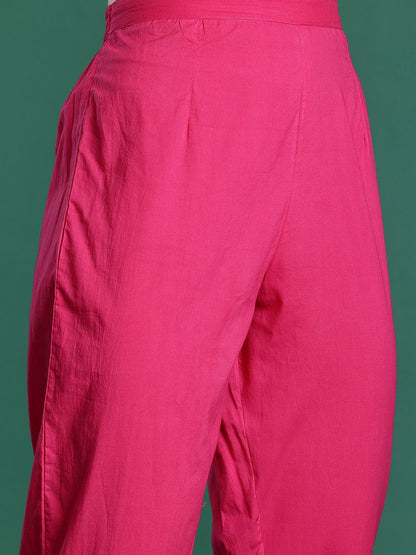 Floral Printed Pure Cotton Kurta with Trousers & Dupatta