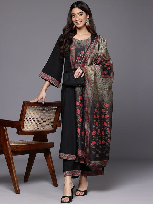 Dhiyona VA Women's Floral Yoke Design Sequinned Kurta with Trousers & Dupatta