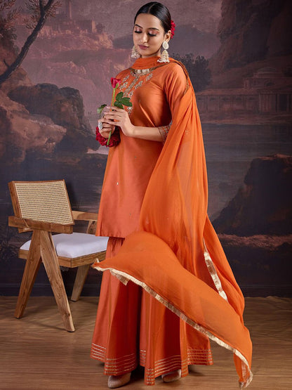 Dhiyona HOP Sequin Embroidered Kurta with Sharara and Dupatta Set