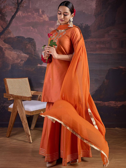 Dhiyona HOP Sequin Embroidered Kurta with Sharara and Dupatta Set