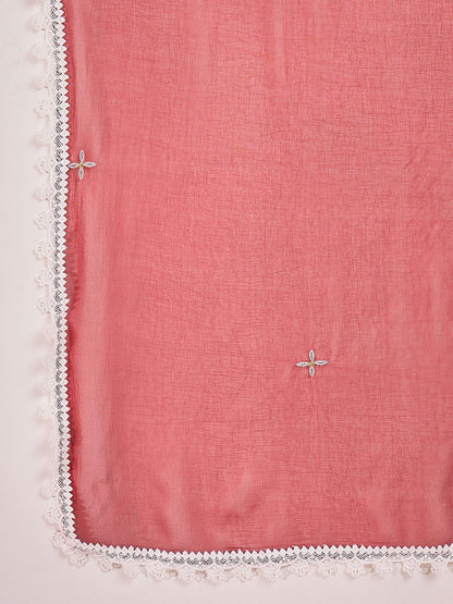 Women Woven Design Embroidered Kurta with Trousers & Dupatta