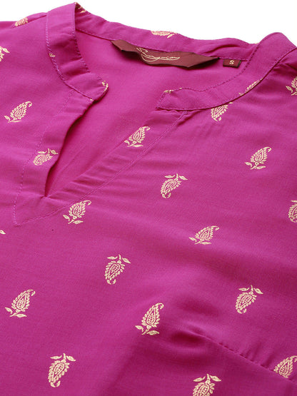 Paisley Print Kurta with Salwar & Dupatta