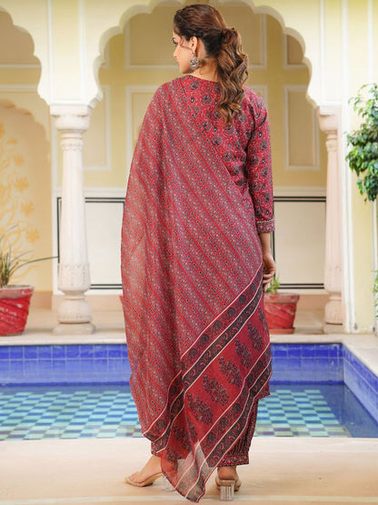 Dhiyona KL Women Floral Printed Kurta with Harem Pant & Dupatta