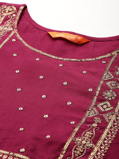 Women Embroidered Straight Kurta Set
