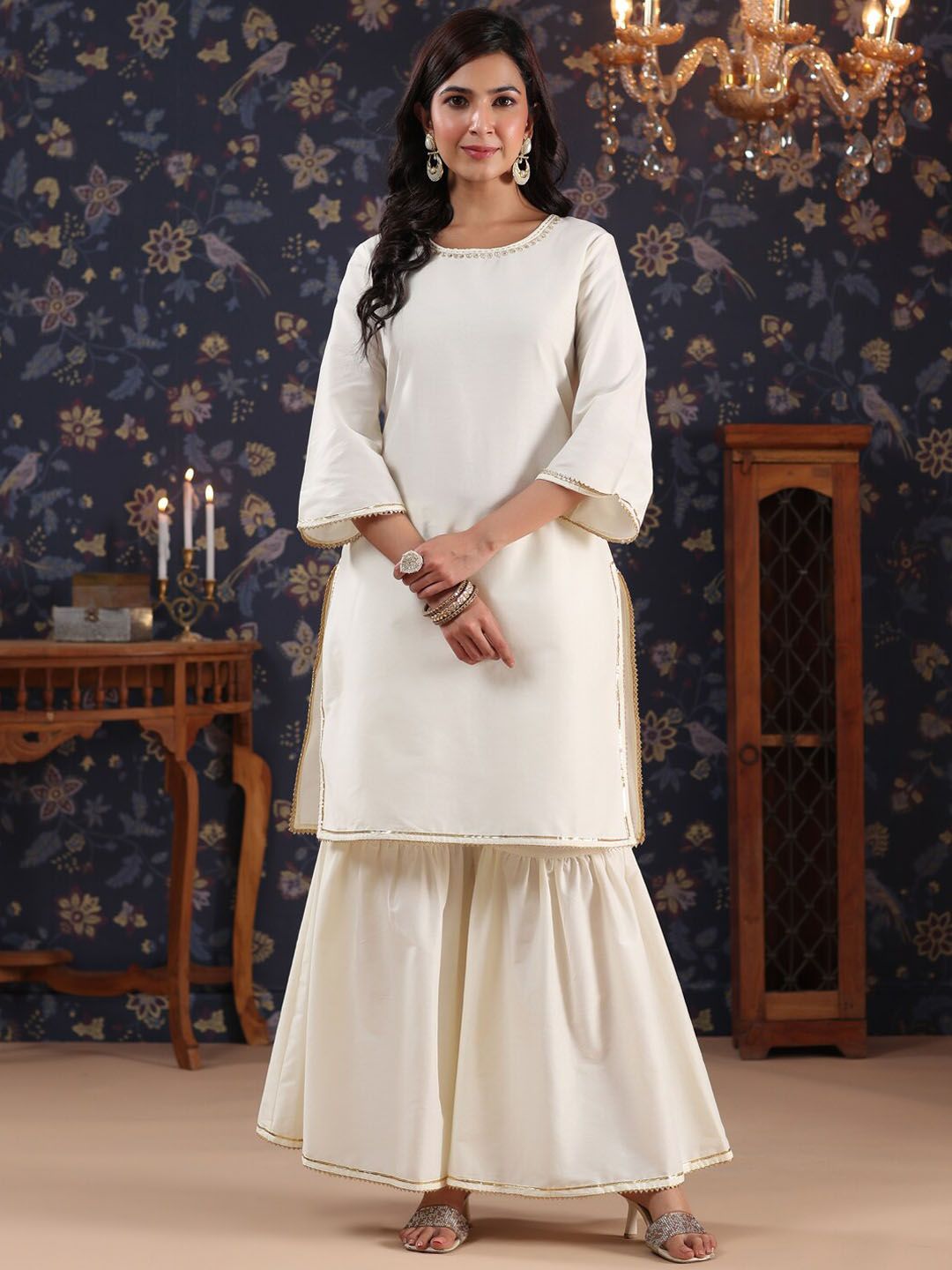 Dhiyona HOP Gotta Patti Kurta With Sharara & Dupatta